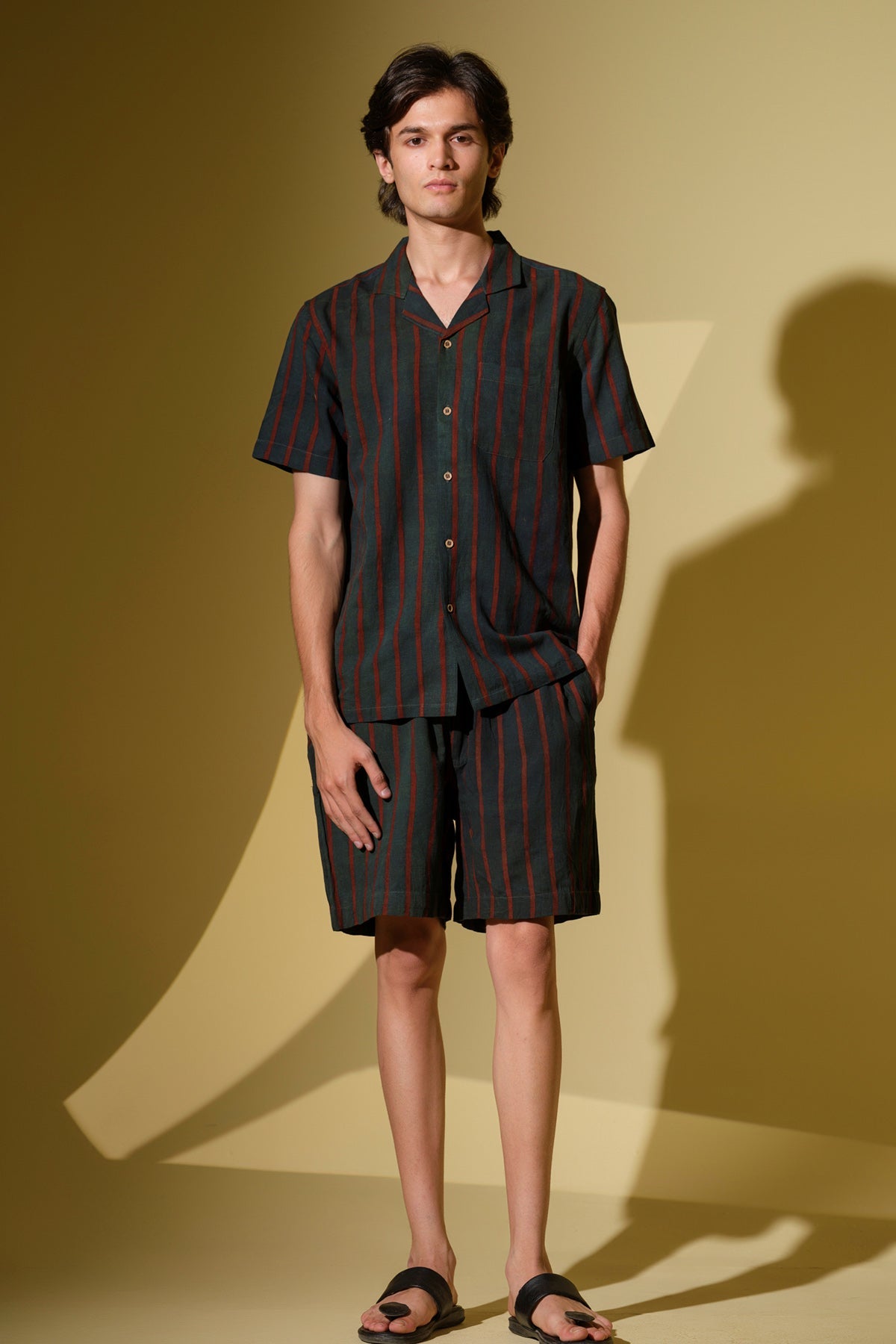 Buy Green Stripes Print Co-ord Set by Vasudhaa Vastrram for men online at ScrollnShops
